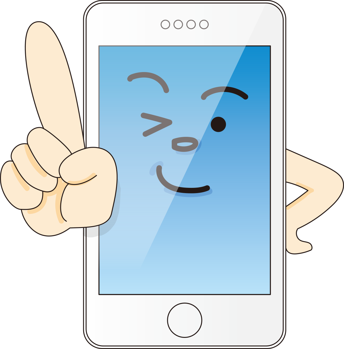 人差し指を立てるポーズのスマホ無料イラスト66732に写真・文字を入れる