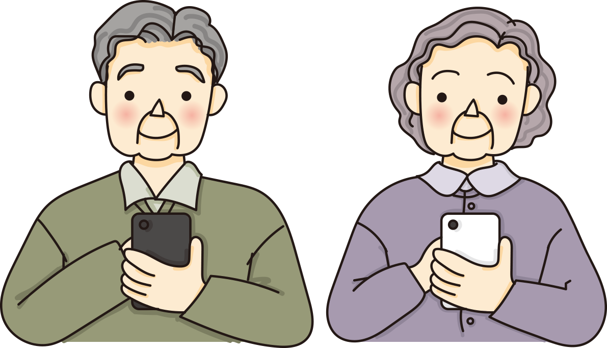 老人がスマホを扱う無料イラスト66760に写真・文字を入れる
