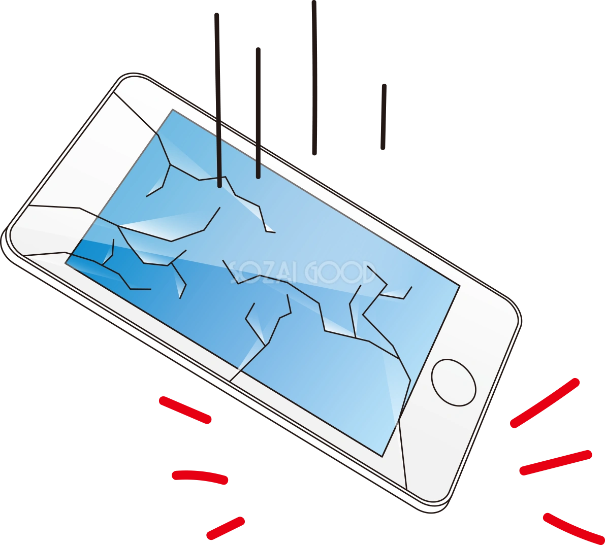 スマホが落下して画面が割れた無料イラスト66772