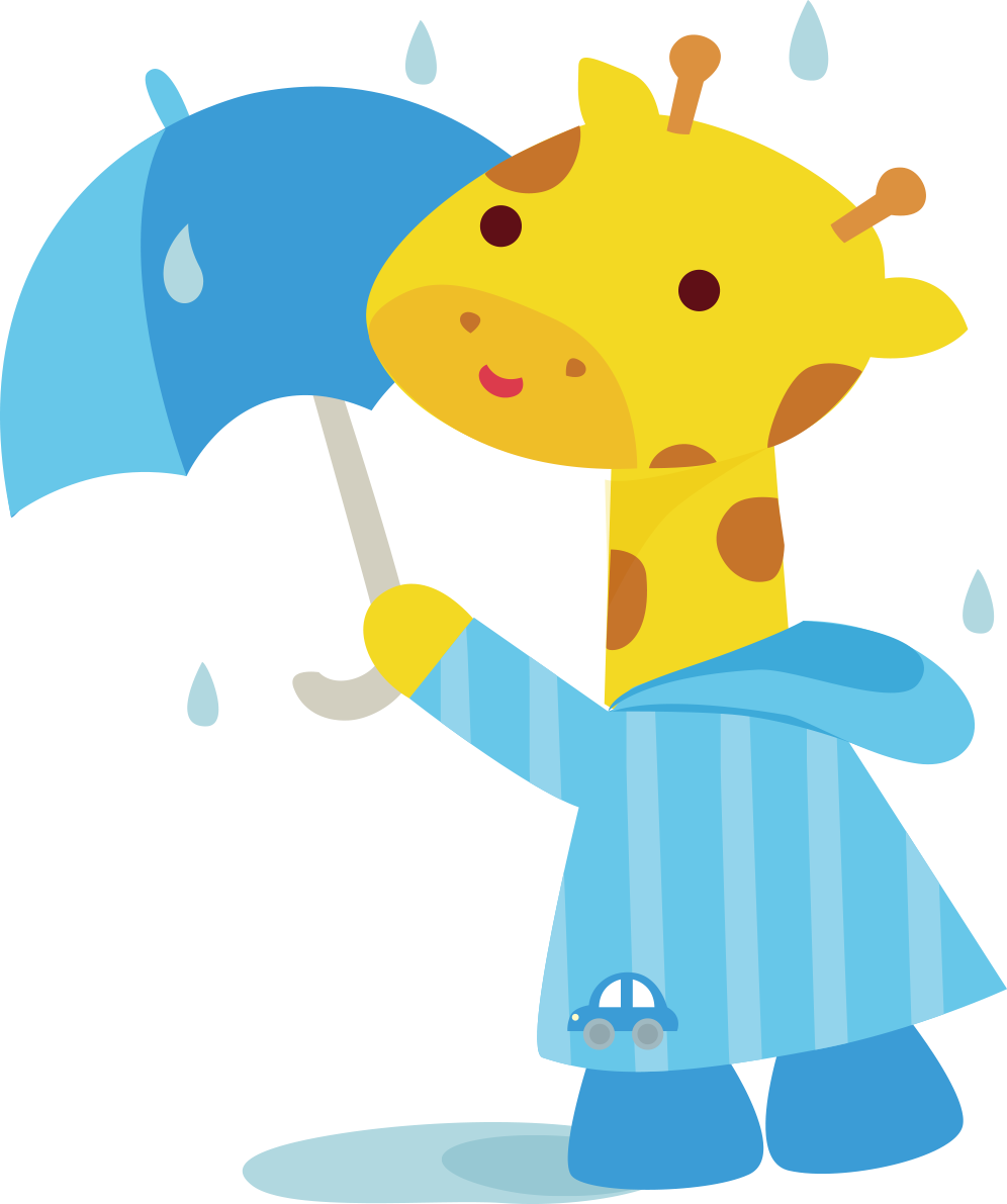 キリン 梅雨・傘 かわいい動物無料イラスト67402に写真・文字を入れる