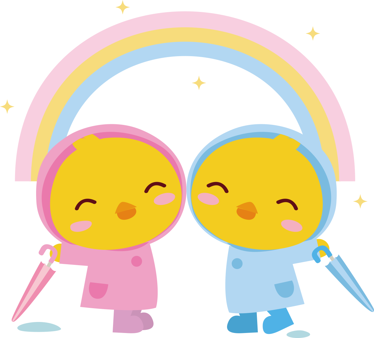 ひよこ 梅雨・傘 かわいい動物無料イラスト67430に写真・文字を入れる