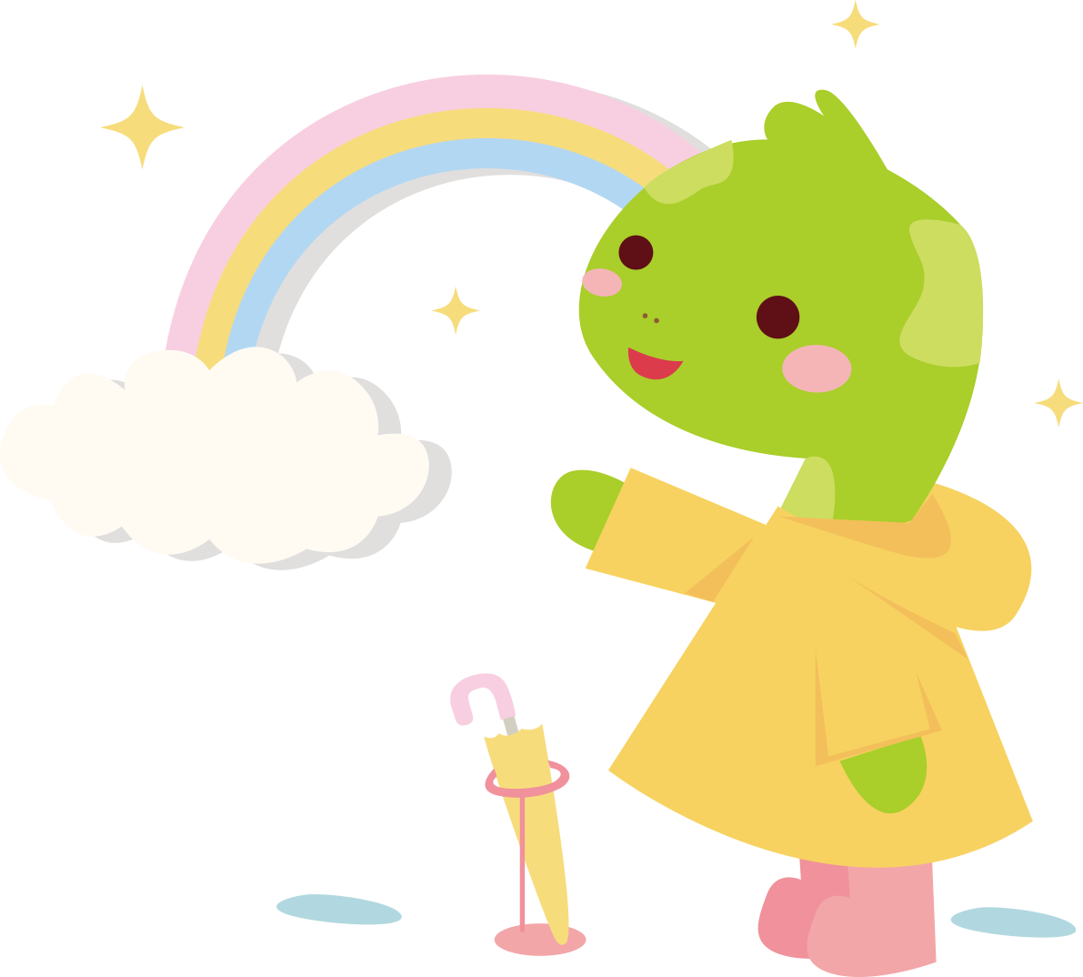 蛇 梅雨・傘 かわいい動物無料イラスト67474に写真・文字を入れる