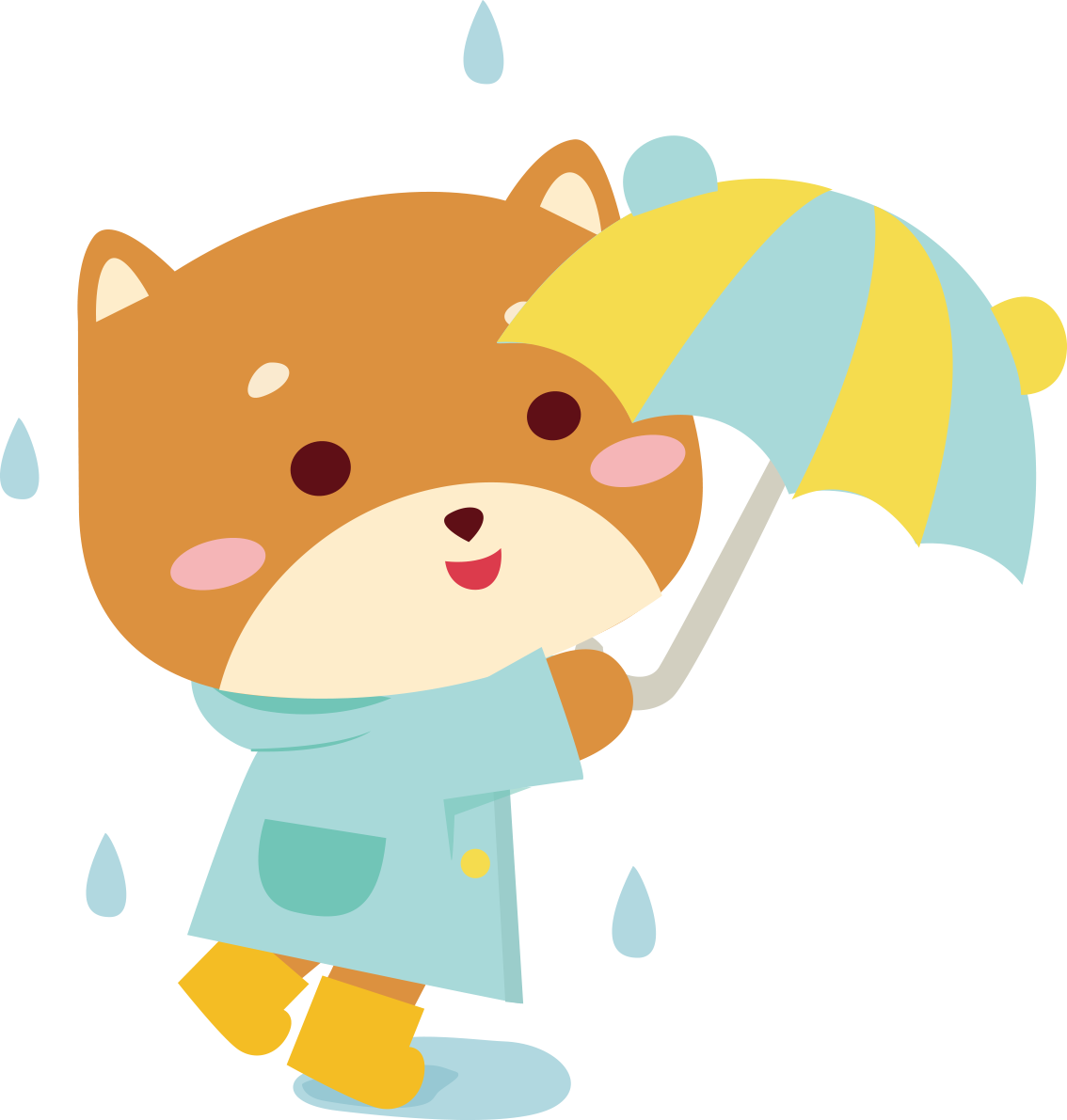 柴犬 梅雨・傘 かわいい動物無料イラスト67482に写真・文字を入れる