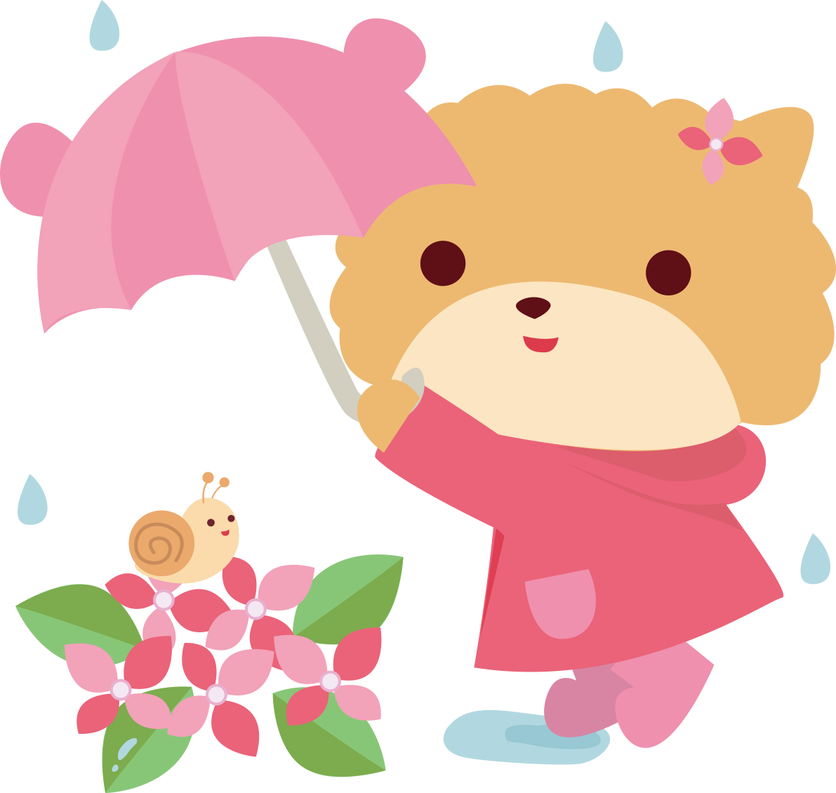 ポメラニアン(犬) 梅雨・傘 かわいい動物無料イラスト67510に写真・文字を入れる