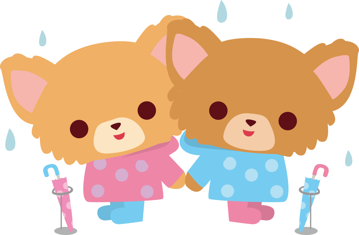 パピヨン(犬) 梅雨・傘 かわいい動物無料イラスト67538に写真・文字を入れる