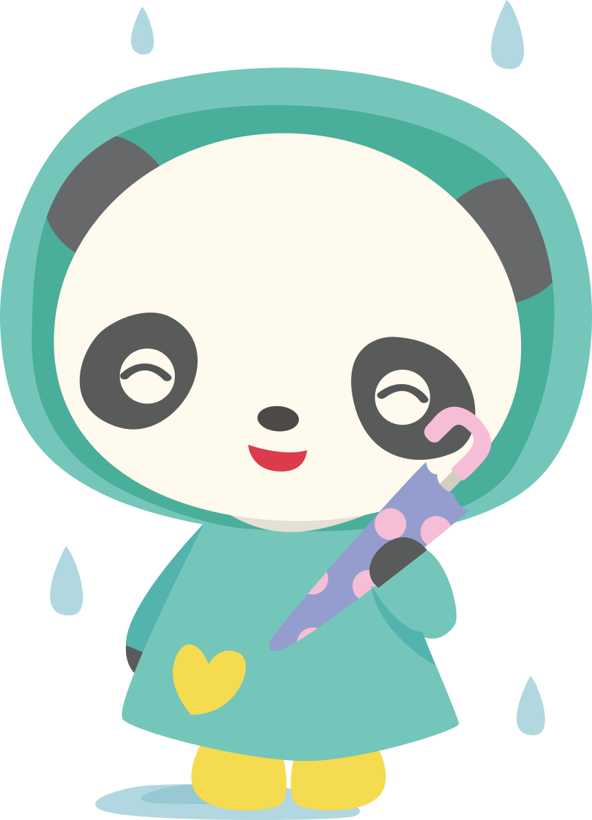 パンダ 梅雨・傘 かわいい動物無料イラスト67554に写真・文字を入れる