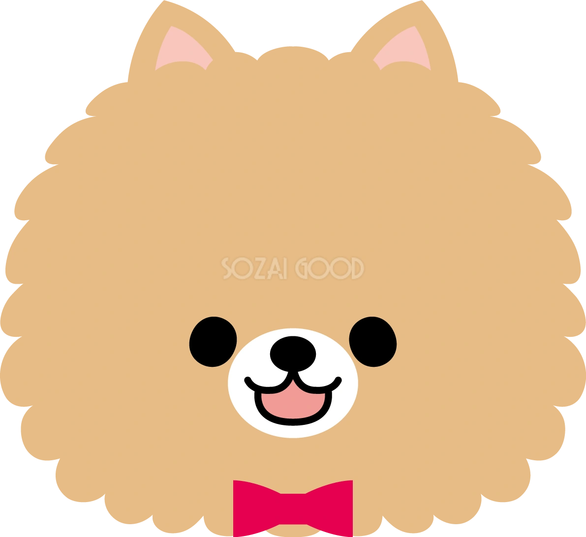 ポメラニアン(かわいい顔お面)無料イラスト67751