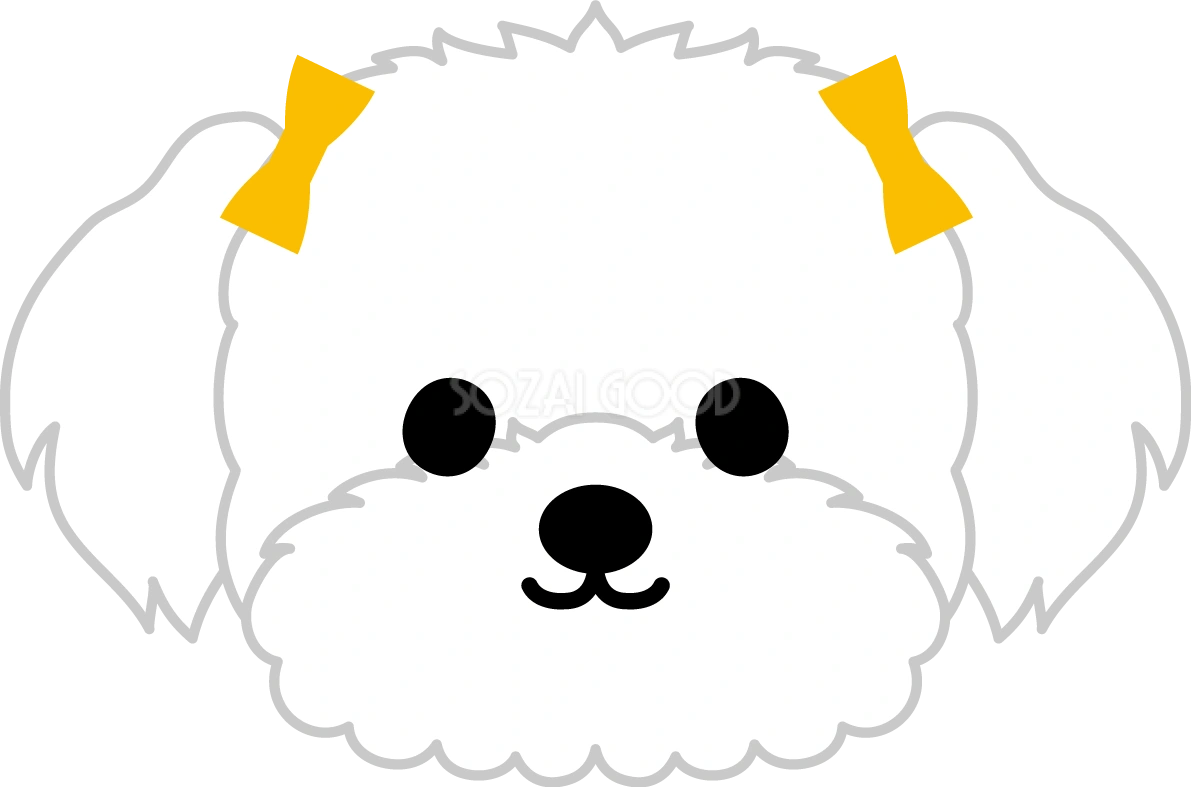 マルチーズ(かわいい顔お面)無料イラスト67755