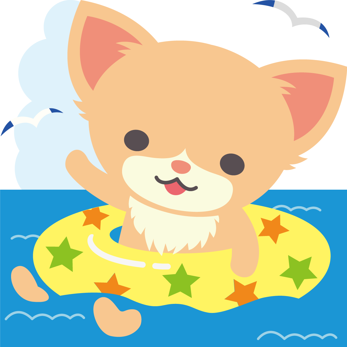 チワワ(犬)海開き かわいい動物無料イラスト67918に写真・文字を入れる
