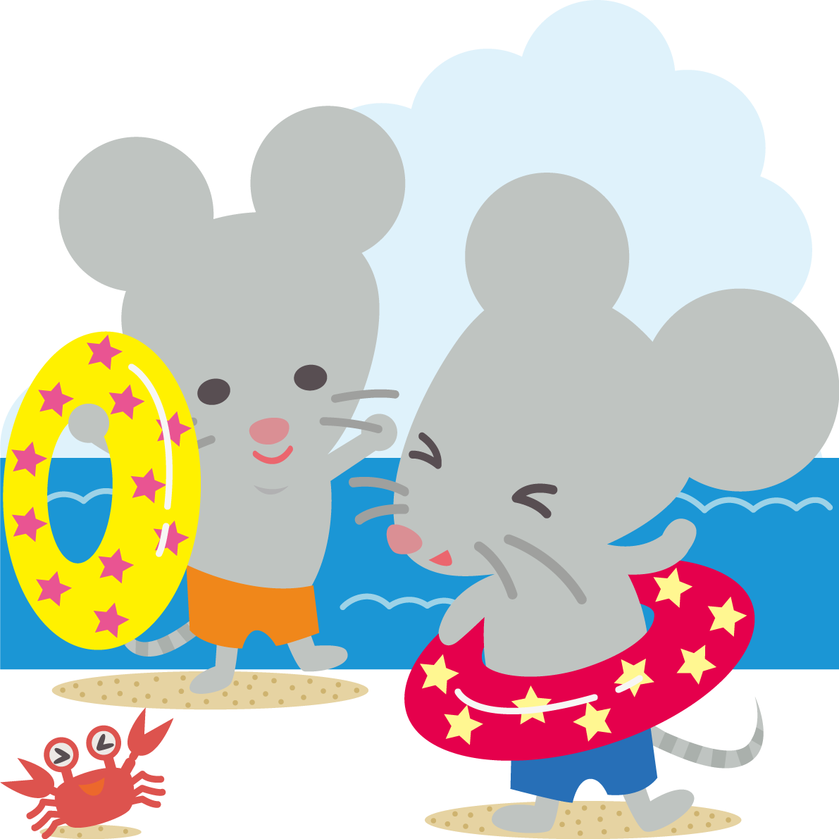 ねずみの海開き かわいい動物無料イラスト68431に写真・文字を入れる