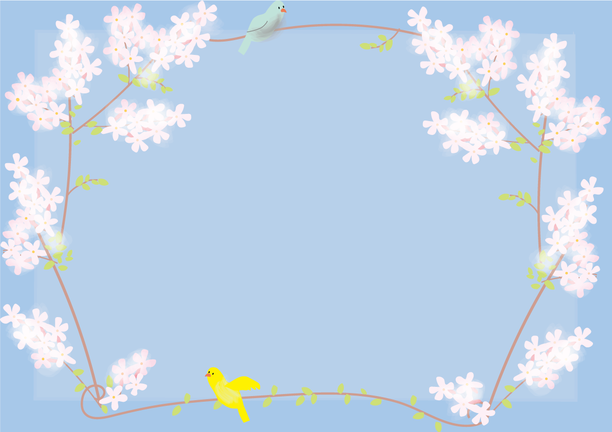 羽衣(はごろも)春ジャスミン4月-5月の花フレーム無料イラスト68579に写真・文字を入れる