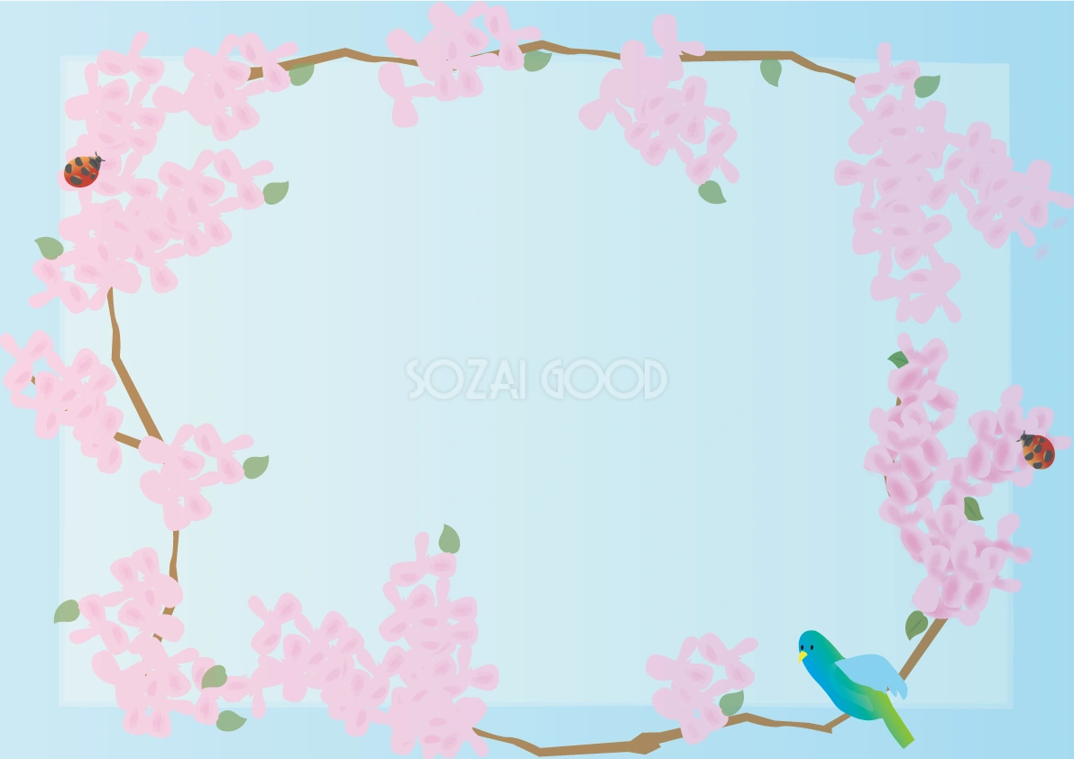 花蘇芳(はなずおう)春4月の花フレーム無料イラスト68599