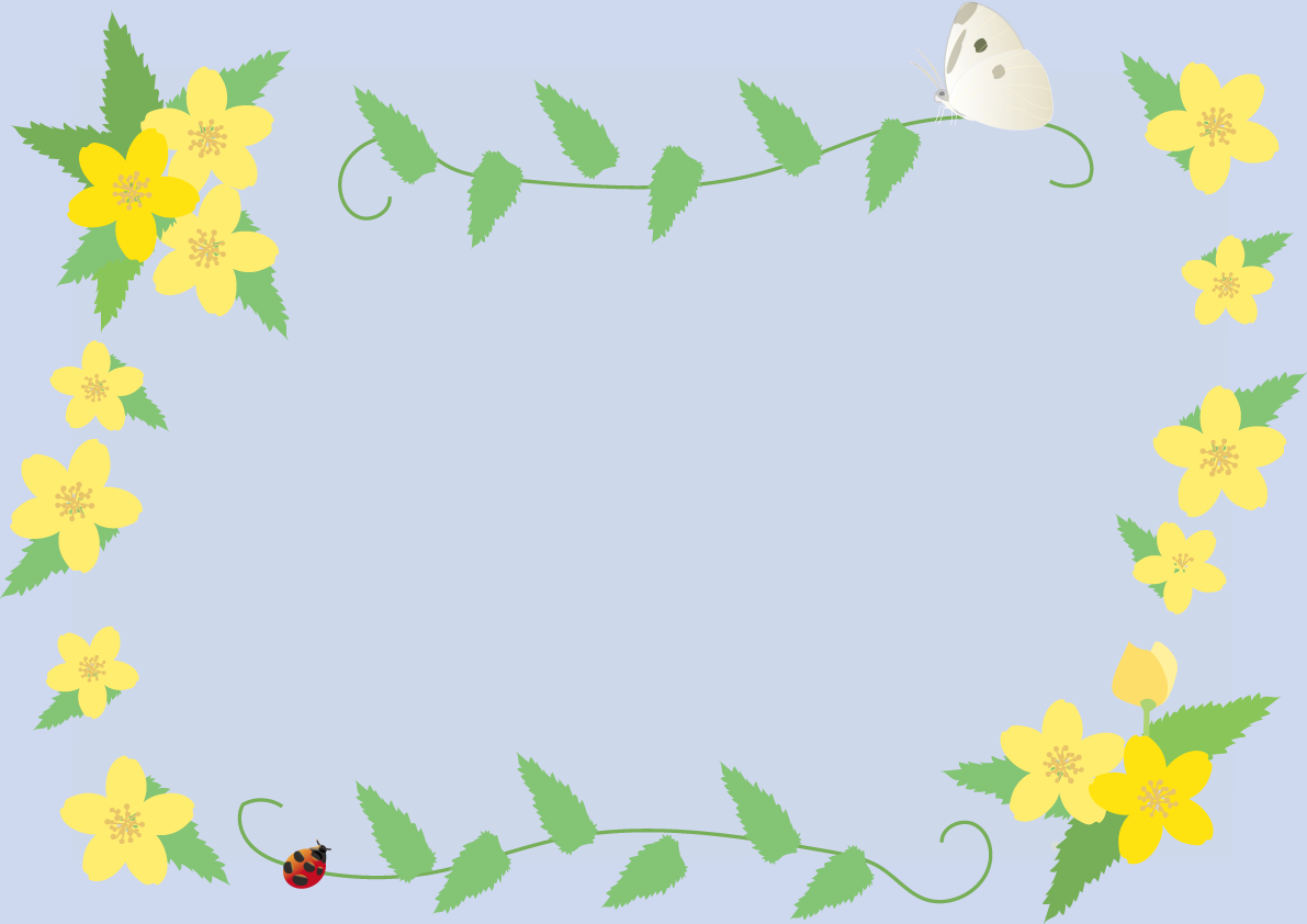 山吹(やまぶき)春4月の花フレーム無料イラスト68652に写真・文字を入れる