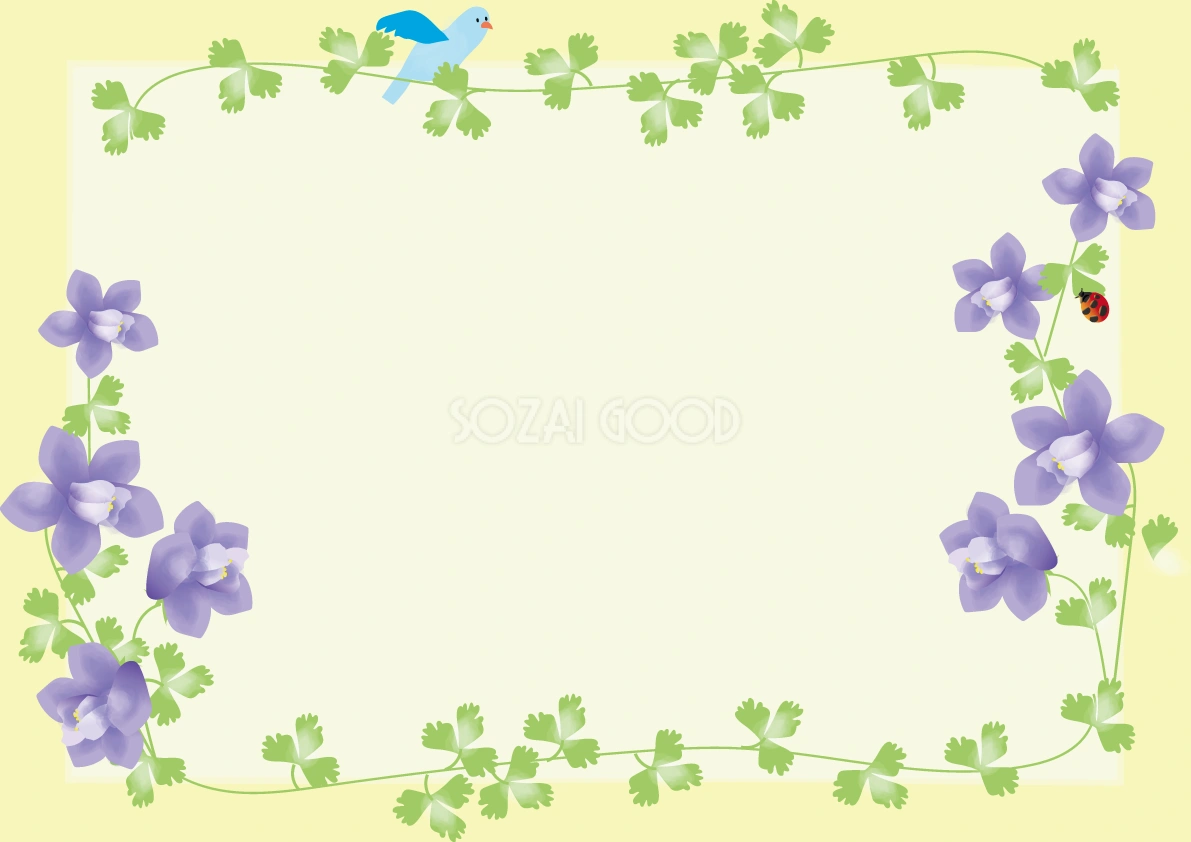 苧環(おだまき)春4月-5月の花フレーム無料イラスト68697