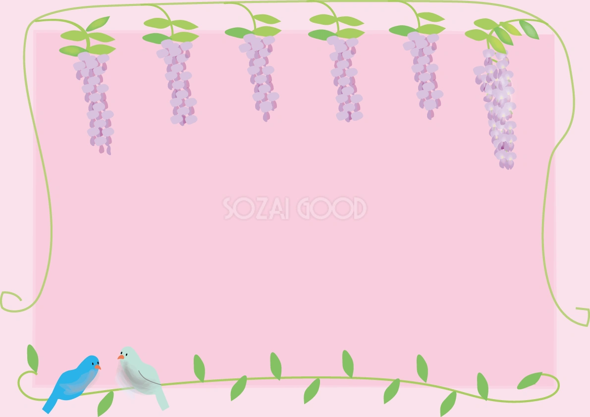 藤(ふじ)春4月-5月の花フレーム無料イラスト68717