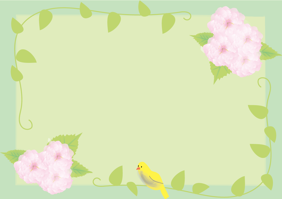 八重桜(やえざくら)春4月-5月の花フレーム無料イラスト68733に写真・文字を入れる