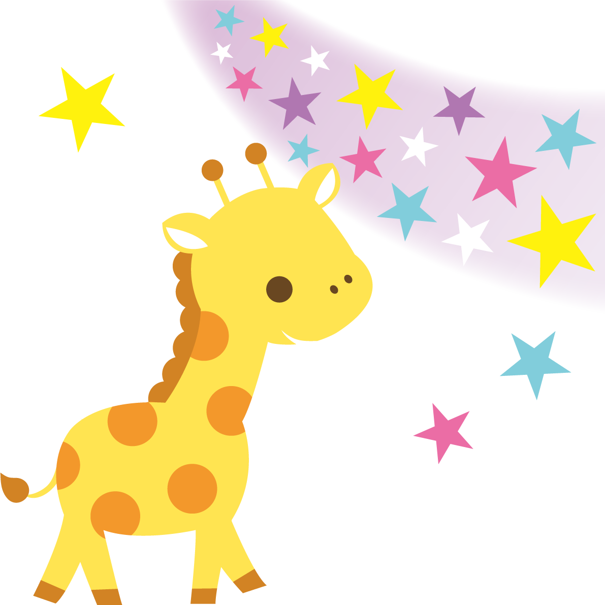 キリンの七夕(天の川を見上げる)動物無料イラスト68857に写真・文字を入れる
