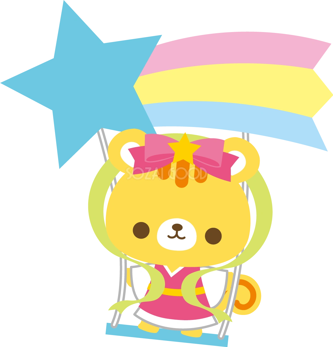リスの七夕(星のブランコにのる織り姫)動物無料イラスト68895