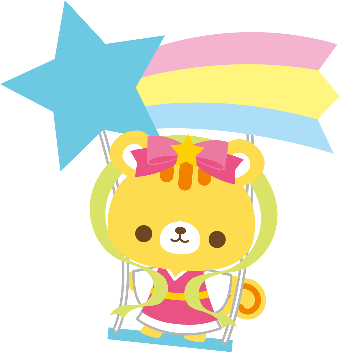 リスの七夕(星のブランコにのる織り姫)動物無料イラスト68895に写真・文字を入れる
