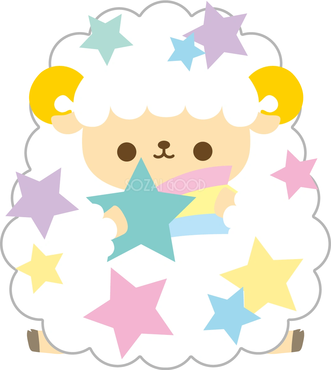 羊の七夕(星とたわむれる)動物無料イラスト68932