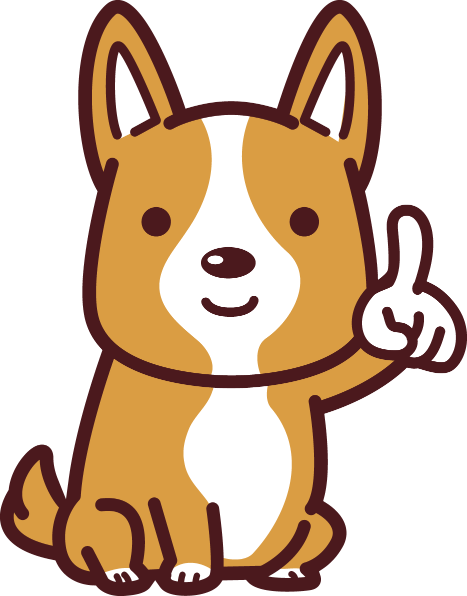 コーギーがワンポイントと言っている かわいい犬の無料イラスト68974に写真・文字を入れる