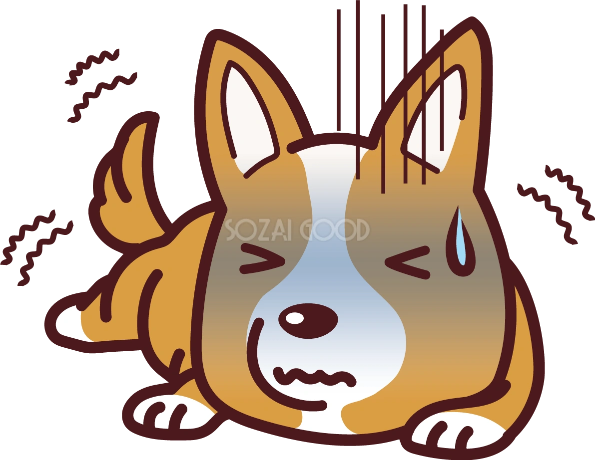 コーギーが病気で震える かわいい犬の無料イラスト68994