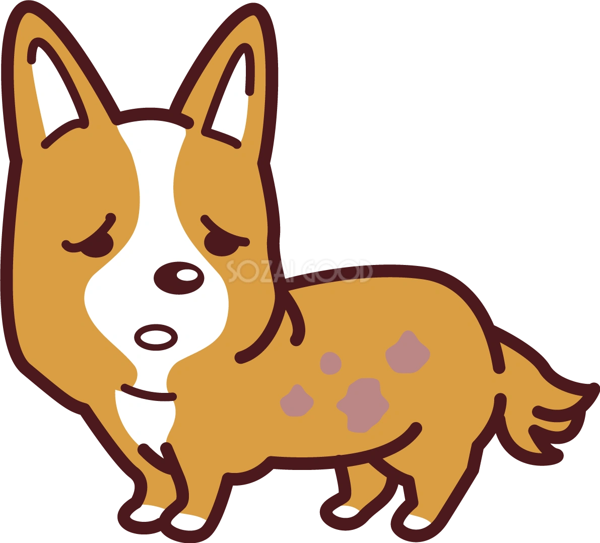 コーギーが病気で皮膚病 かわいい犬の無料イラスト68998