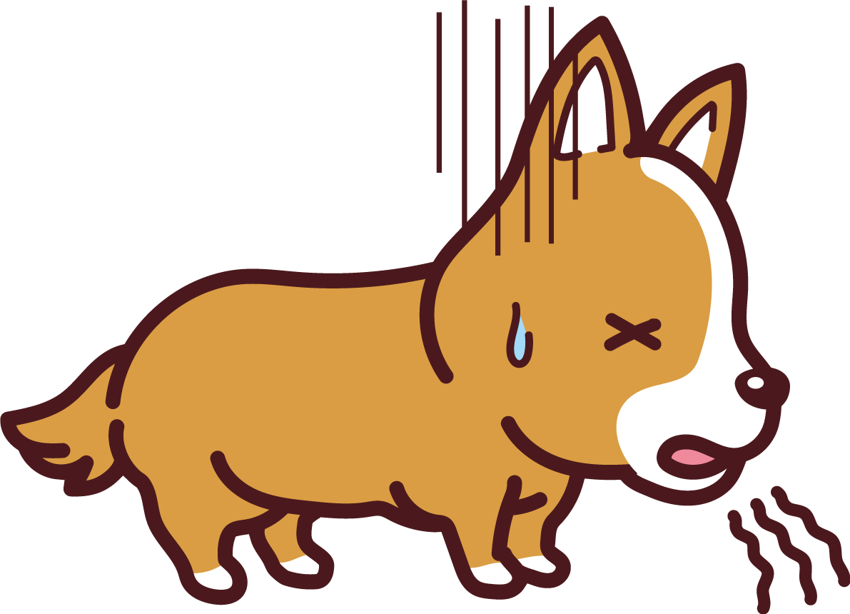 コーギーが病気で嘔吐 かわいい犬の無料イラスト69002に写真・文字を入れる