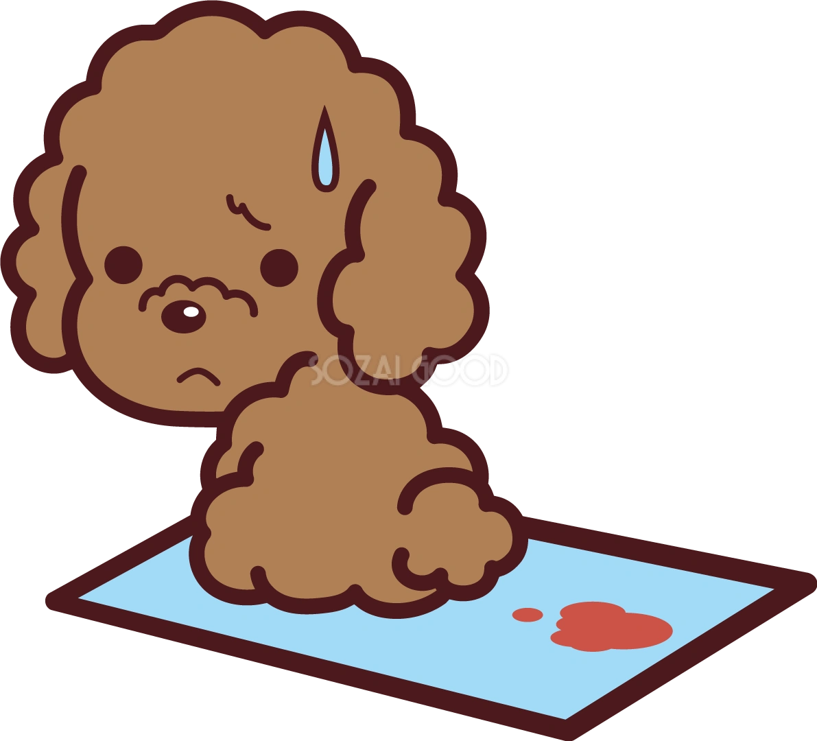 トイプードルが病気で血尿 かわいい犬の無料イラスト69098