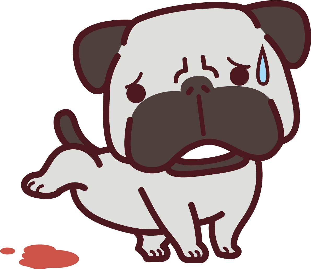 パグが病気で血尿 かわいい犬の無料イラスト69153に写真・文字を入れる