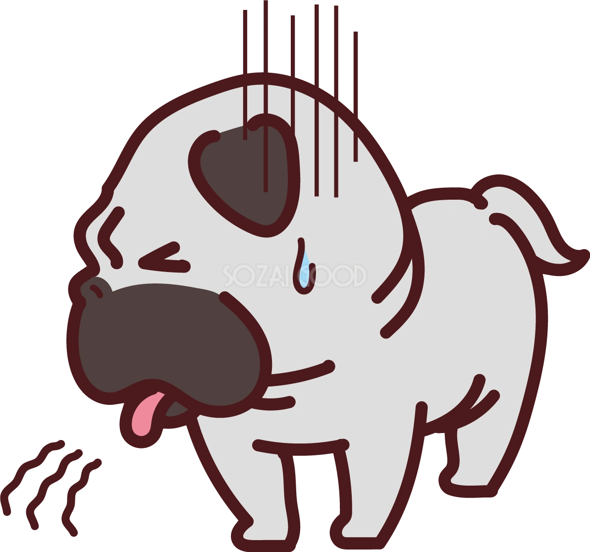 パグが病気で嘔吐 かわいい犬の無料イラスト69165