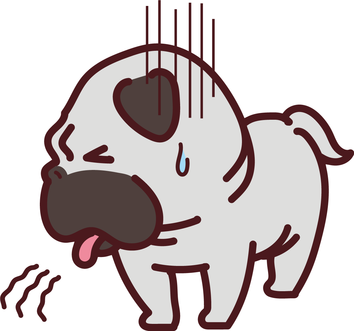 パグが病気で嘔吐 かわいい犬の無料イラスト69165に写真・文字を入れる