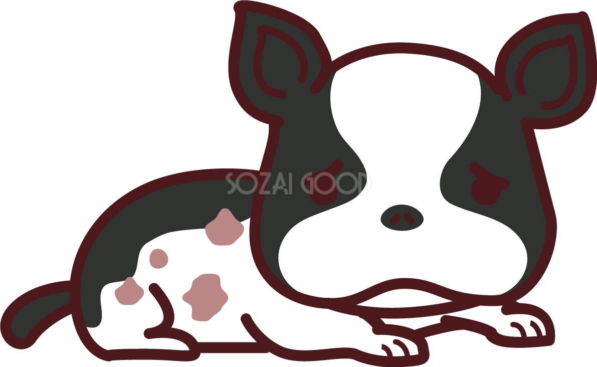フレンチ・ブルドッグが病気で皮膚病 かわいい犬の無料イラスト69263