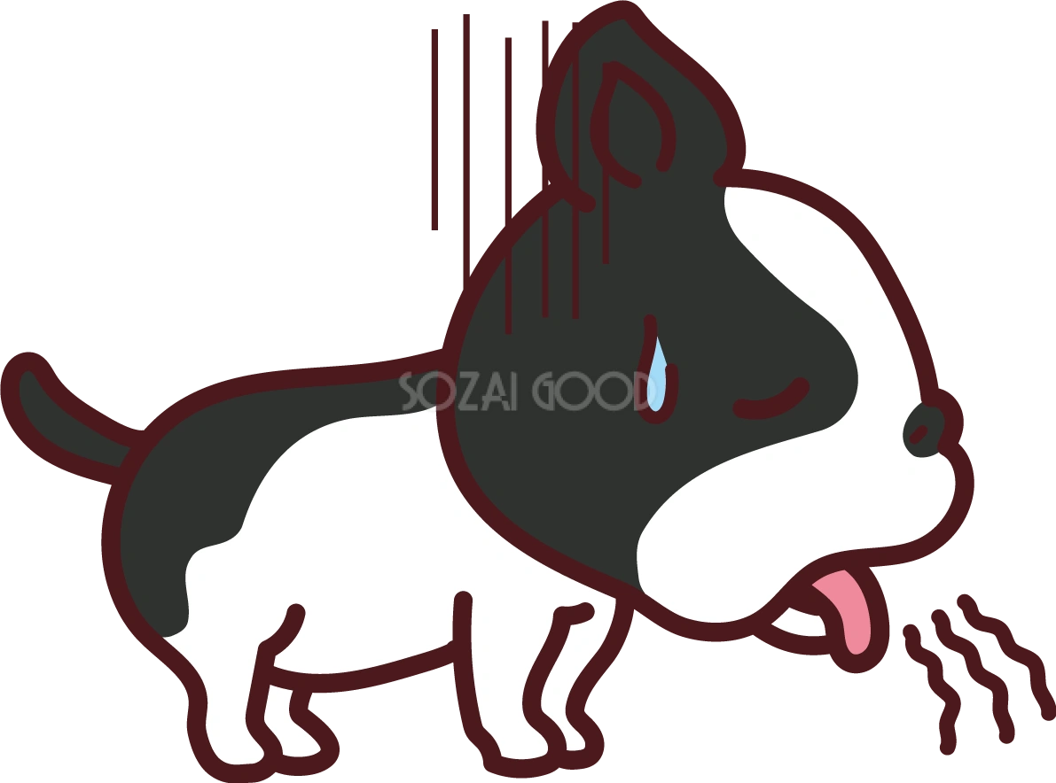 フレンチ・ブルドッグが病気で嘔吐 かわいい犬の無料イラスト69267