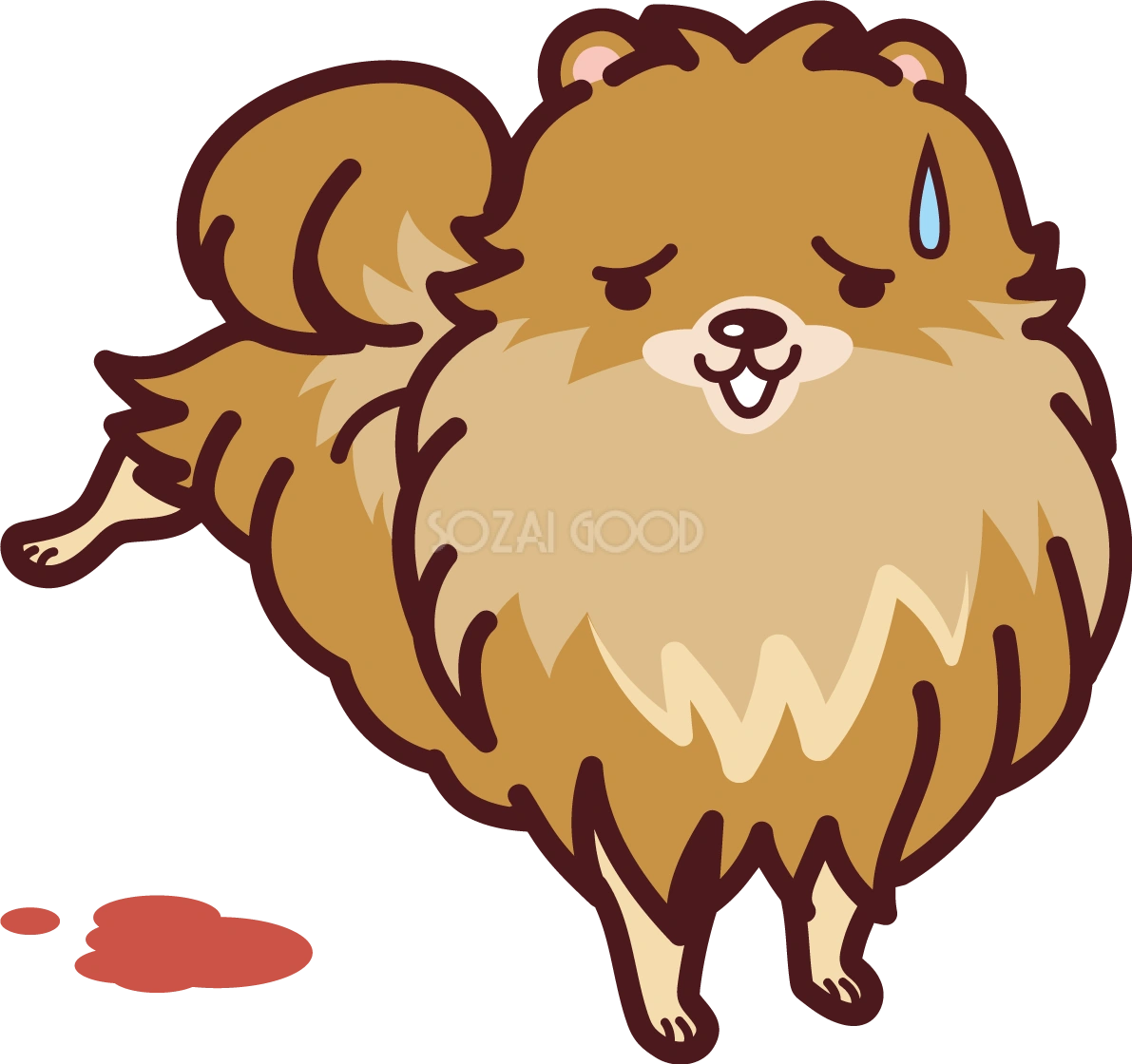 ポメラニアンが病気で血尿 かわいい犬の無料イラスト69307