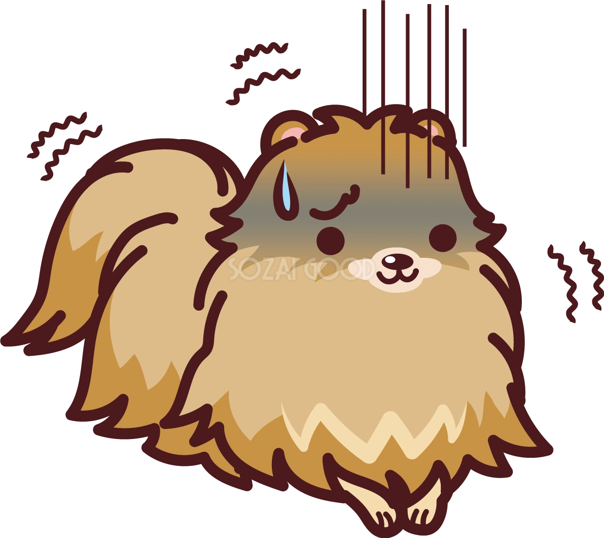 ポメラニアンが病気で震える かわいい犬の無料イラスト69311