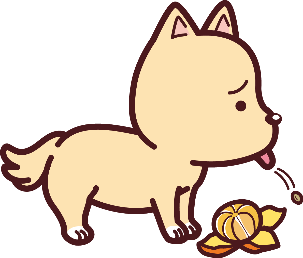 みかんの種は嫌がる犬 かわいい無料イラスト69335に写真・文字を入れる