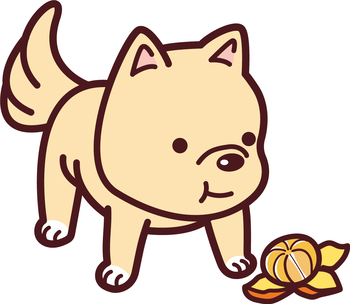 みかんを食べる犬 かわいい無料イラスト69343に写真・文字を入れる