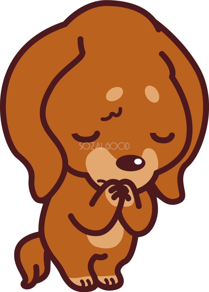 ミニチュア・ダックスフンドが(謝る) かわいい犬の無料イラスト69347