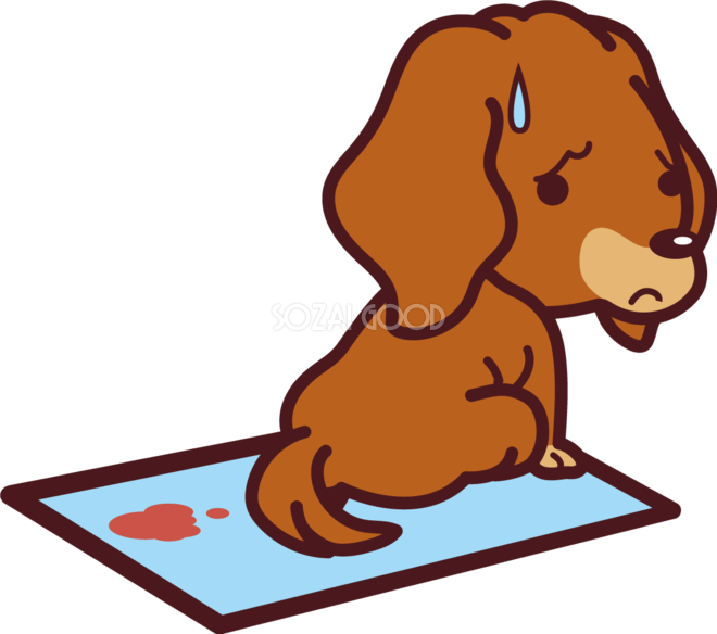 ミニチュア ダックスフンドが病気で血尿 かわいい犬の無料イラスト