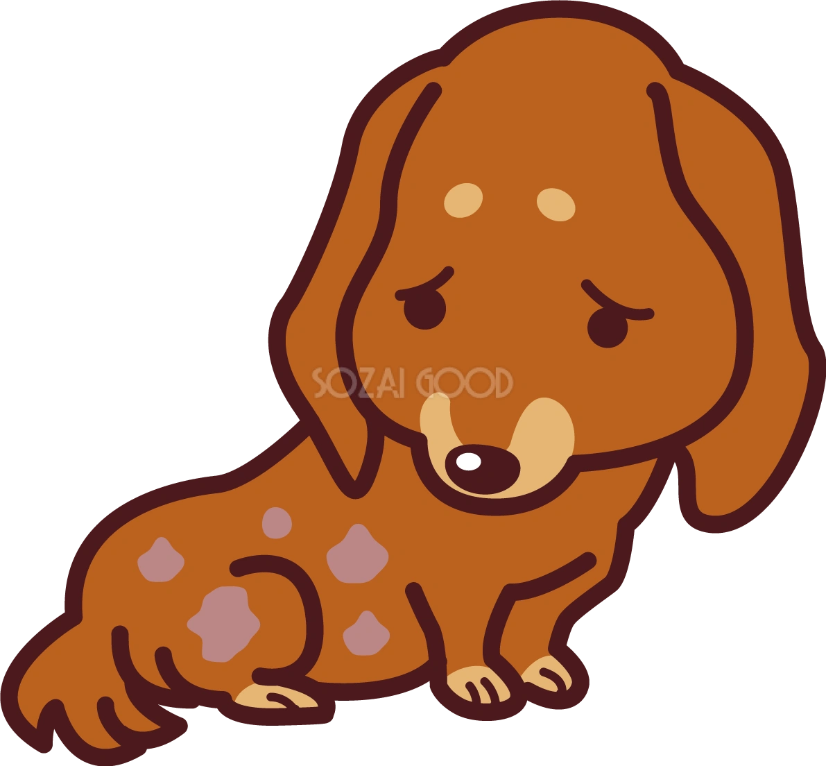 ミニチュア・ダックスフンドが病気で皮膚病 かわいい犬の無料イラスト69379