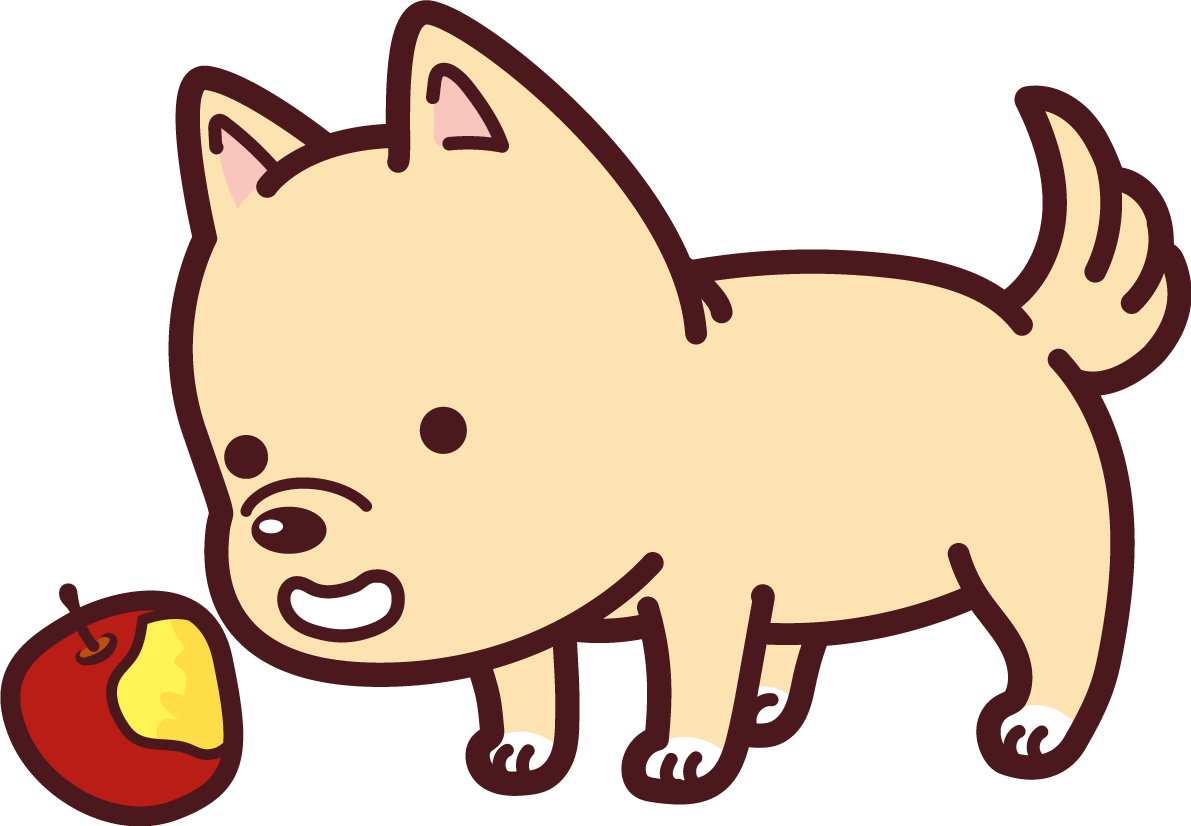 りんごを食べる犬 かわいい無料イラスト69403に写真・文字を入れる