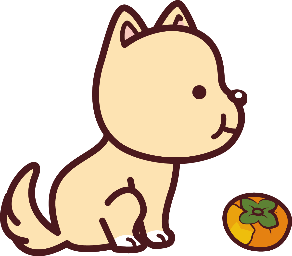 柿を食べる犬 かわいい無料イラスト69411に写真・文字を入れる