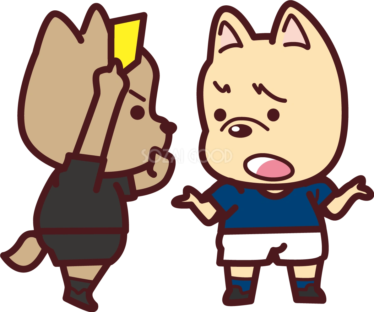 かわいい犬がサッカー(イエローカード)オリンピック競技 スポーツ無料イラスト69495