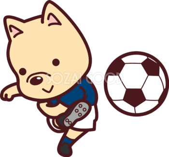 かわいい犬がサッカー(シュート)オリンピック競技 スポーツ無料イラスト69499