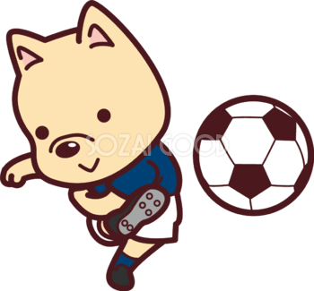 かわいい犬がサッカー シュート オリンピック競技 スポーツ無料イラスト 素材good