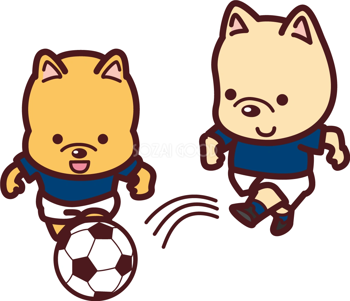 かわいい犬がサッカー(パス)オリンピック競技 スポーツ無料イラスト69503