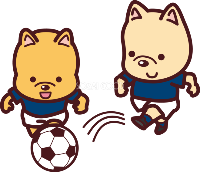 かわいい犬がサッカー パス オリンピック競技 スポーツ無料イラスト