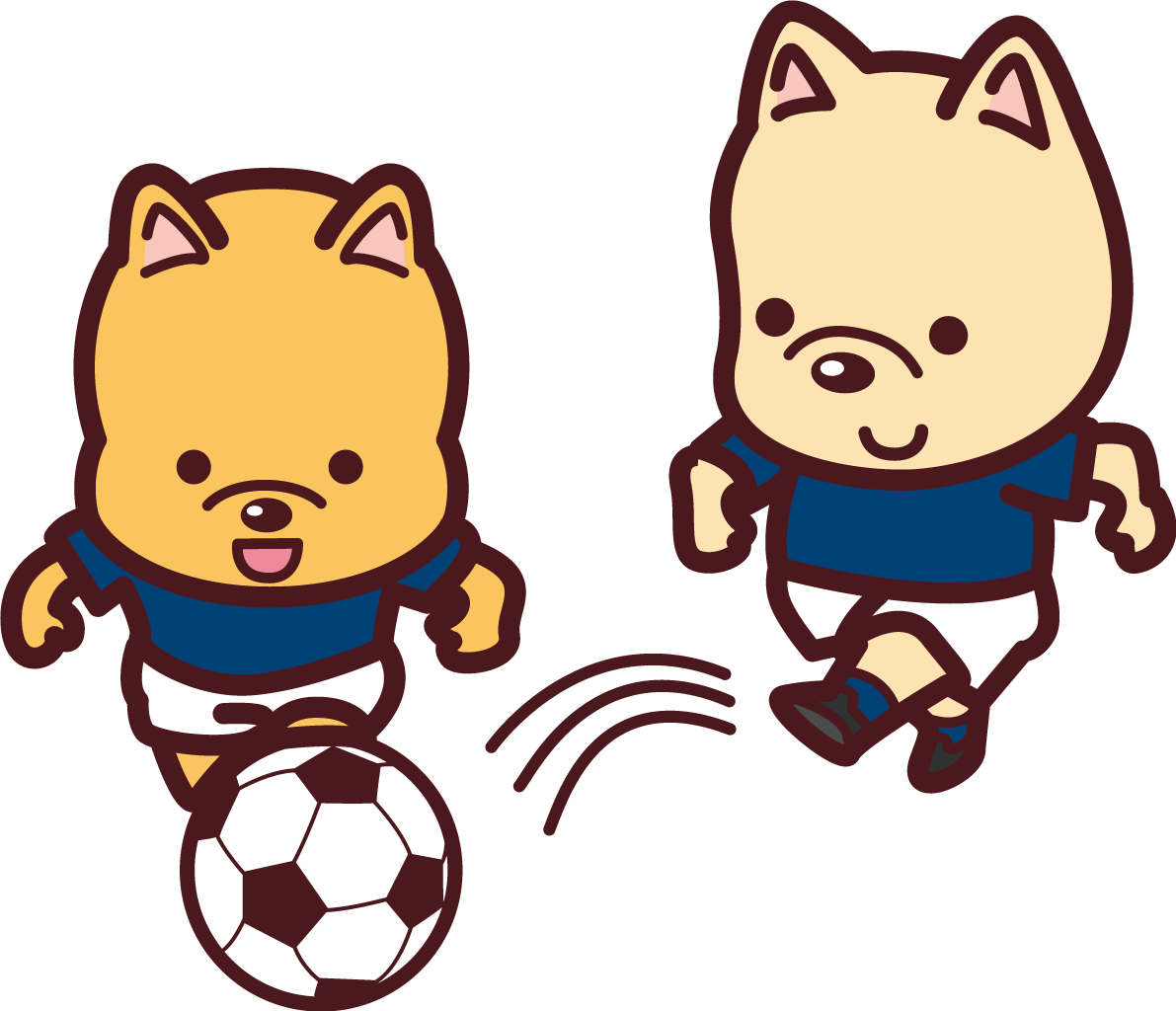 かわいい犬がサッカー(パス)オリンピック競技 スポーツ無料イラスト69503に写真・文字を入れる