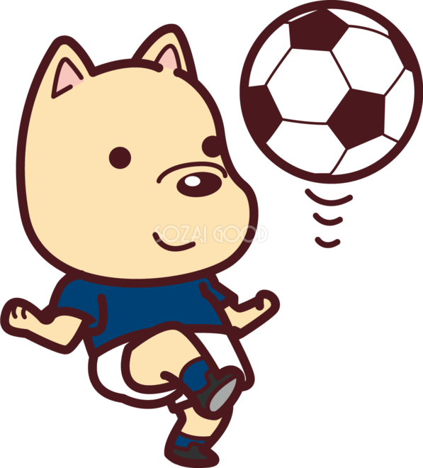 かわいい犬がサッカー リフティング オリンピック競技 スポーツ無料イラスト 素材good